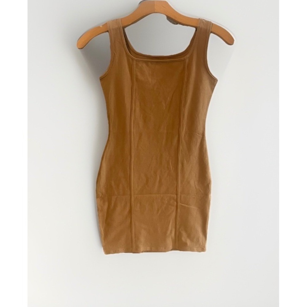 Bodycon Tan Beige Stretch Fitted Sleeveless Casual Party Mini Dress -Size M -New